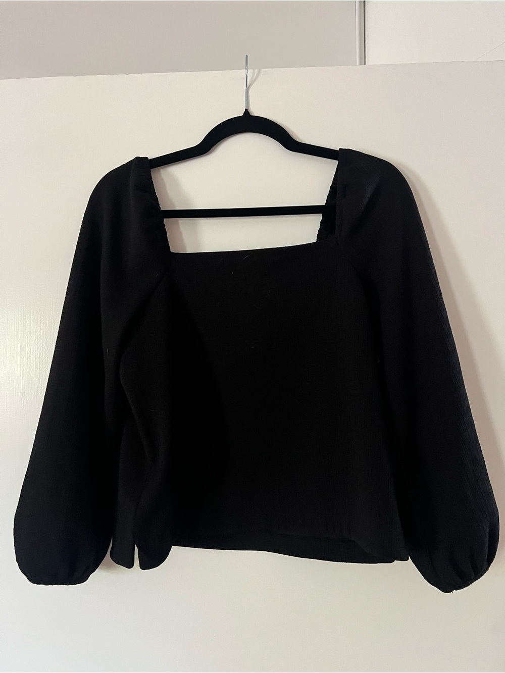 Square Neck Black Puff Sleeve Madewell Top